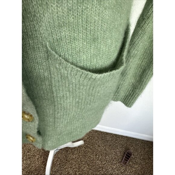 Everlane Women's S Long Cardigan Sweater Green Alpaca Blend EUC - Picture 3 of 12